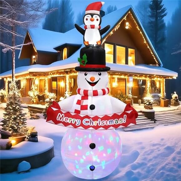 6FT Christmas Snowman Inflatable Decoration Snowman Penguin...